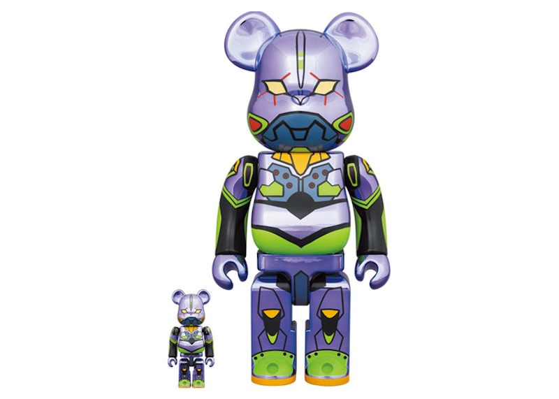 Bearbrick Evangelion Unit 1 100% & 400% Set Chrome Ver.