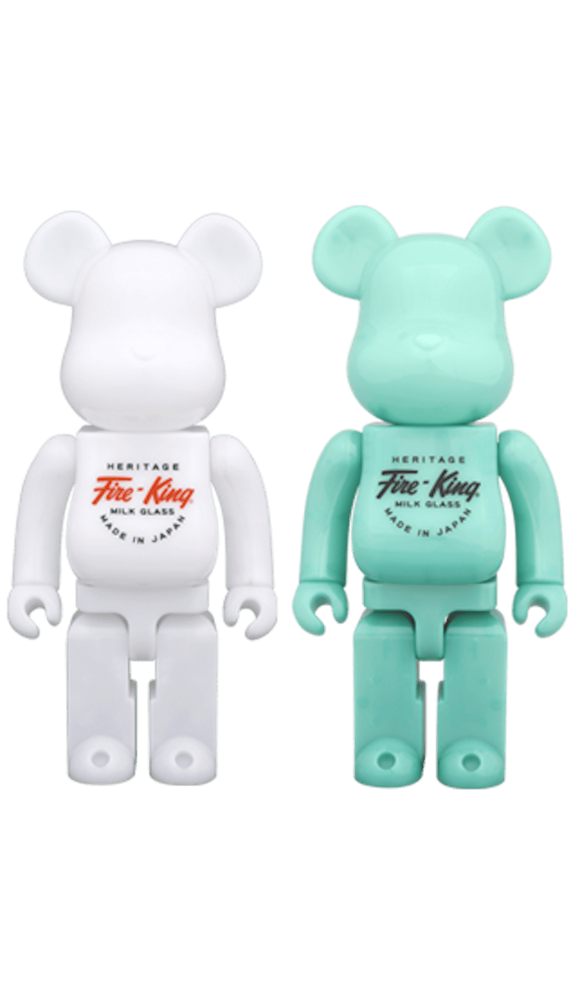Bearbrick Fire King (2 Pack) 400% White/ Jade