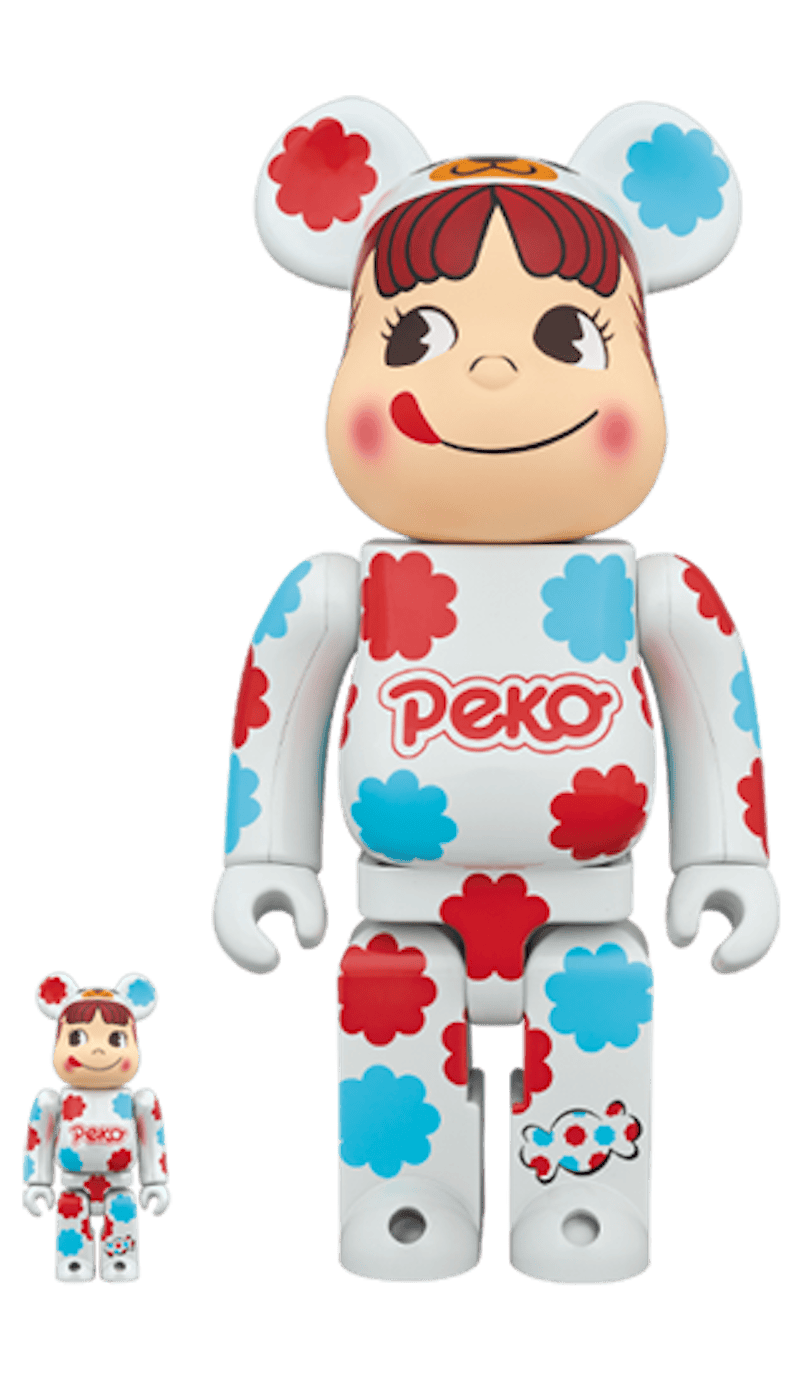 Bearbrick Kigurumi Peko-chan Milky White Plating 100% & 400% Set