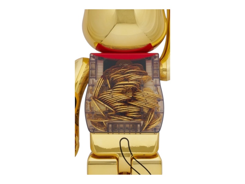 Bearbrick Lucky Cat Oval Good Luck Gold Plated (Open Eyes) 1000%
