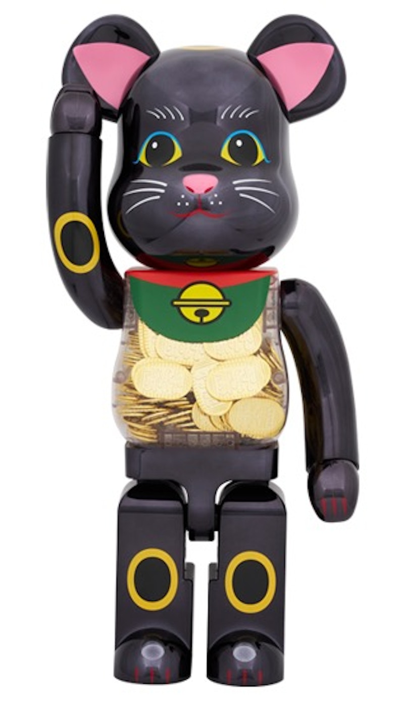 Bearbrick Lucky Cat Oval Ten Million Ryo Black Plated 1000%
