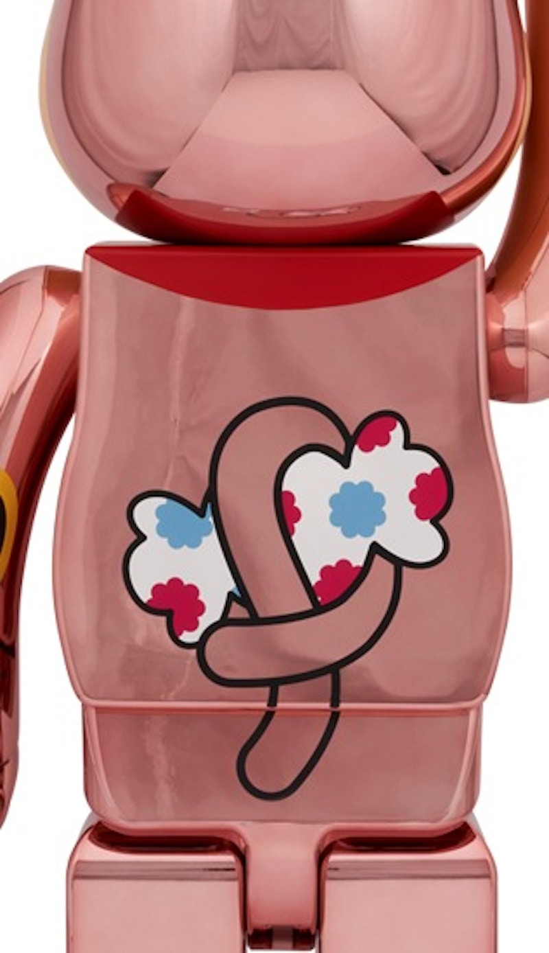 Bearbrick Lucky Cat Peko-chan Money Luck 1000% Peach Gold