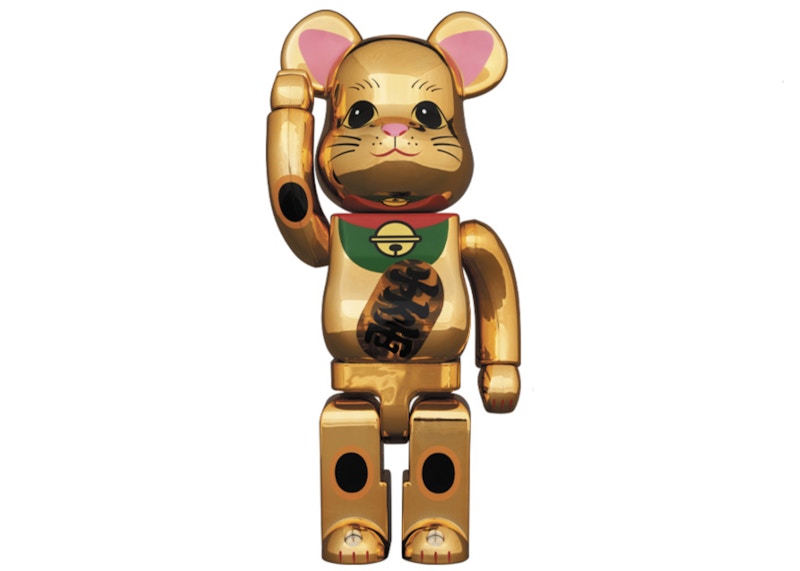 Bearbrick Maneki Neko Gold Plated Luminous 400%