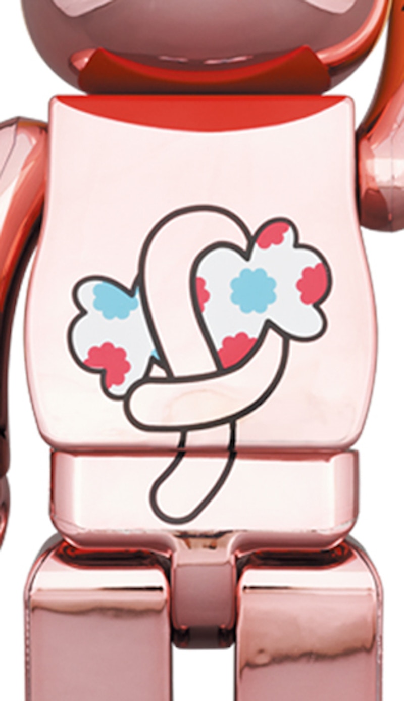 Bearbrick Maneki Neko Peko-chan 100% & 400% Set Peach Gold Plated