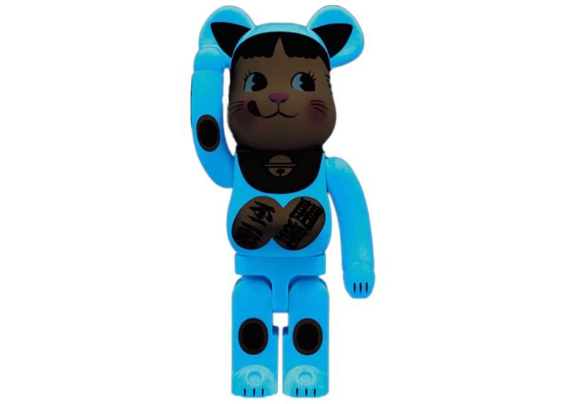 Bearbrick Maneki Neko Peko-chan Blue Phosphorescent 1000%
