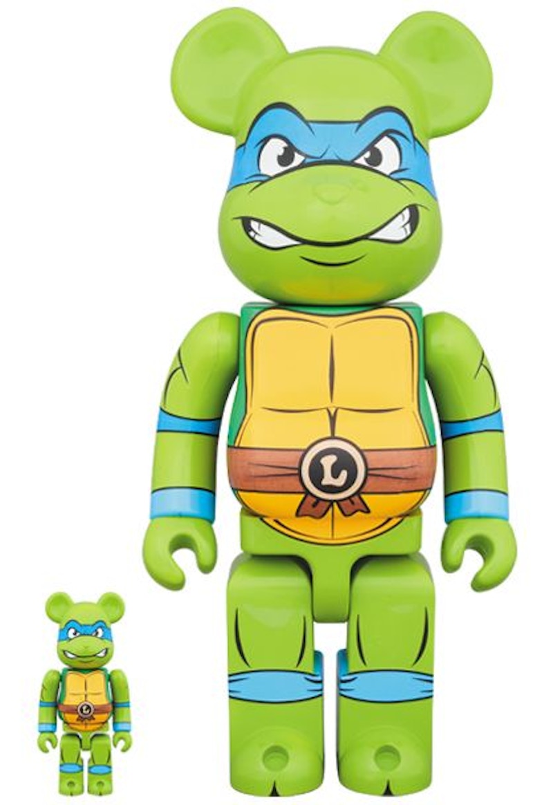 Bearbrick Medicom TMNT Leonardo 100% & 400% Set Green