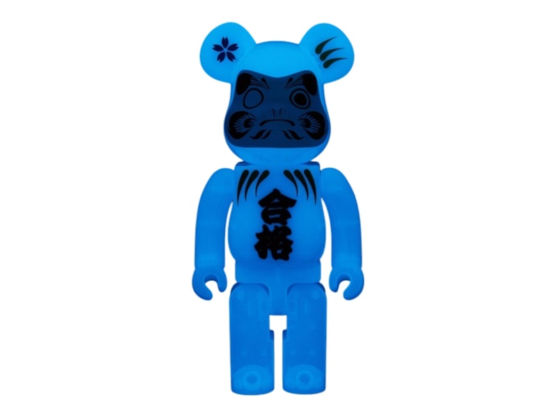 Bearbrick Medicom Toy Daruma Pass Blue 400% Glow in the Dark