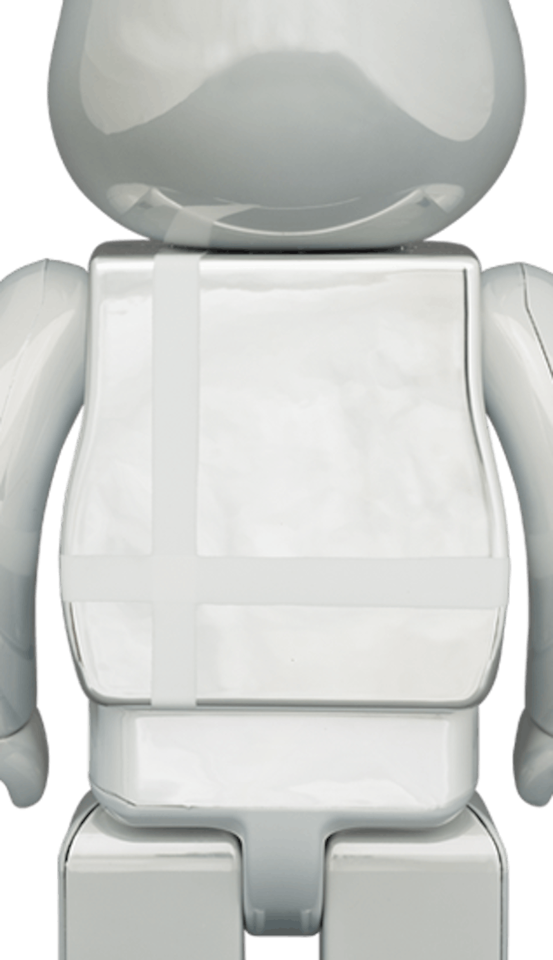 Bearbrick Medicom Toy Plus 100% & 400% Set White Chrome Ver.