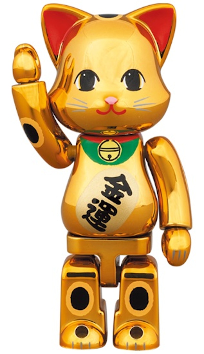 Bearbrick Nyabrick Lucky Cat 100% & 400% Set Gold Plated