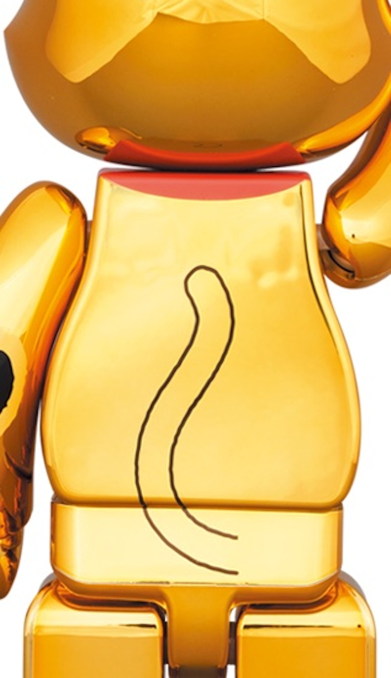 Bearbrick Nyabrick Lucky Cat 100% & 400% Set Gold Plated