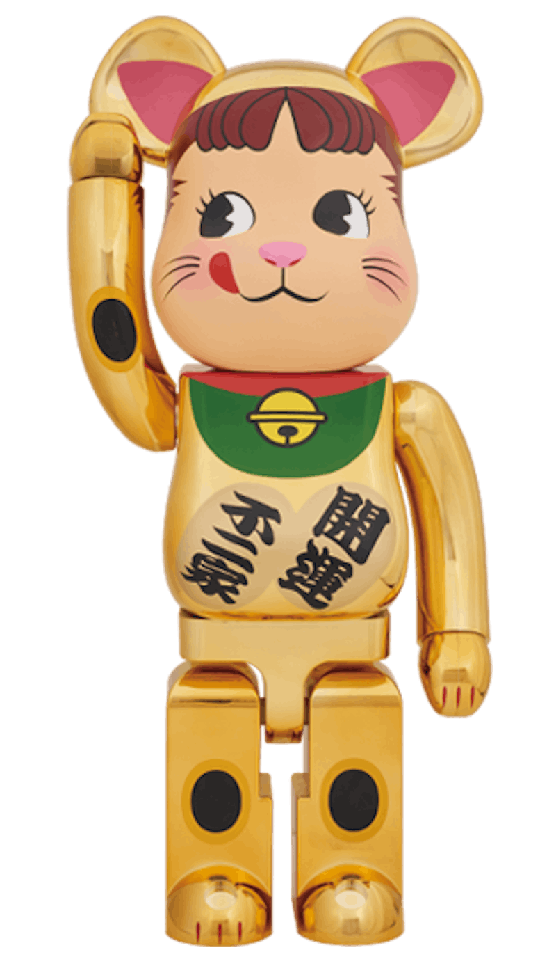 Bearbrick Peko-Chan Beckoning Cat 1000% Gold