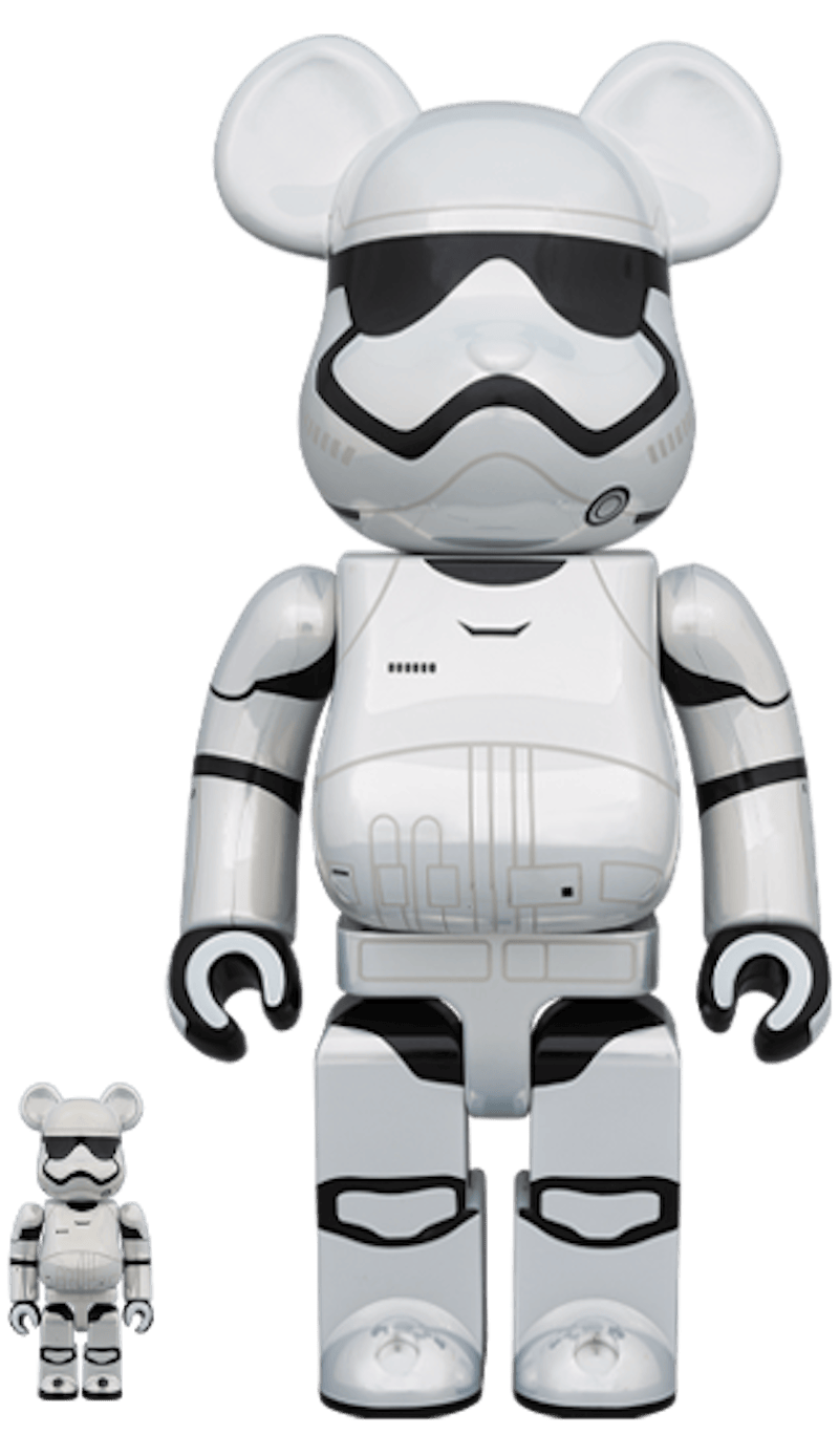 Bearbrick STAR WARS (TM) FIRST ORDER STORMTROOPER (TM) (The Force Awakens) Chrome Ver. 100% & 400% Set