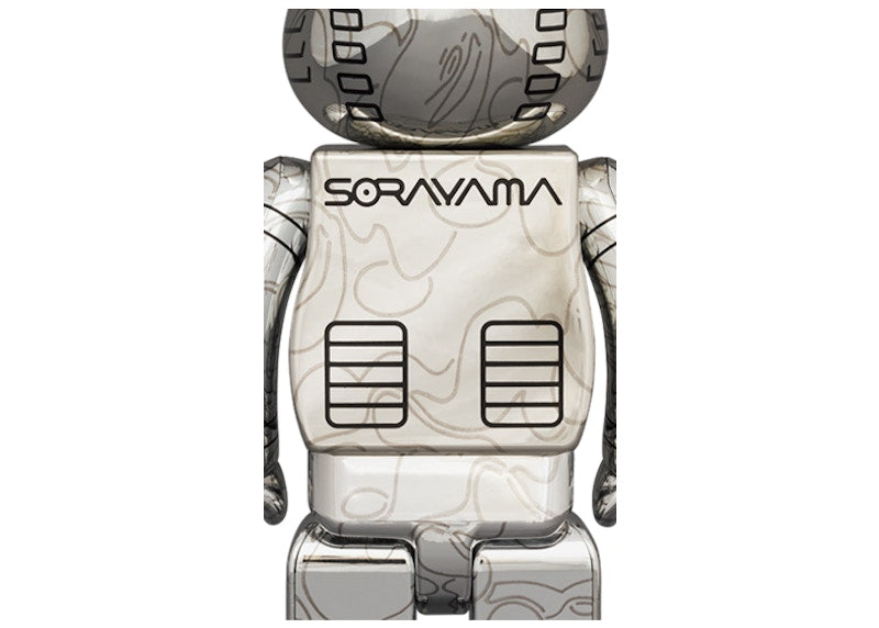 Bearbrick x BAPE x Hajime Sorayama Camo Shark 100% & 400% Set Silver