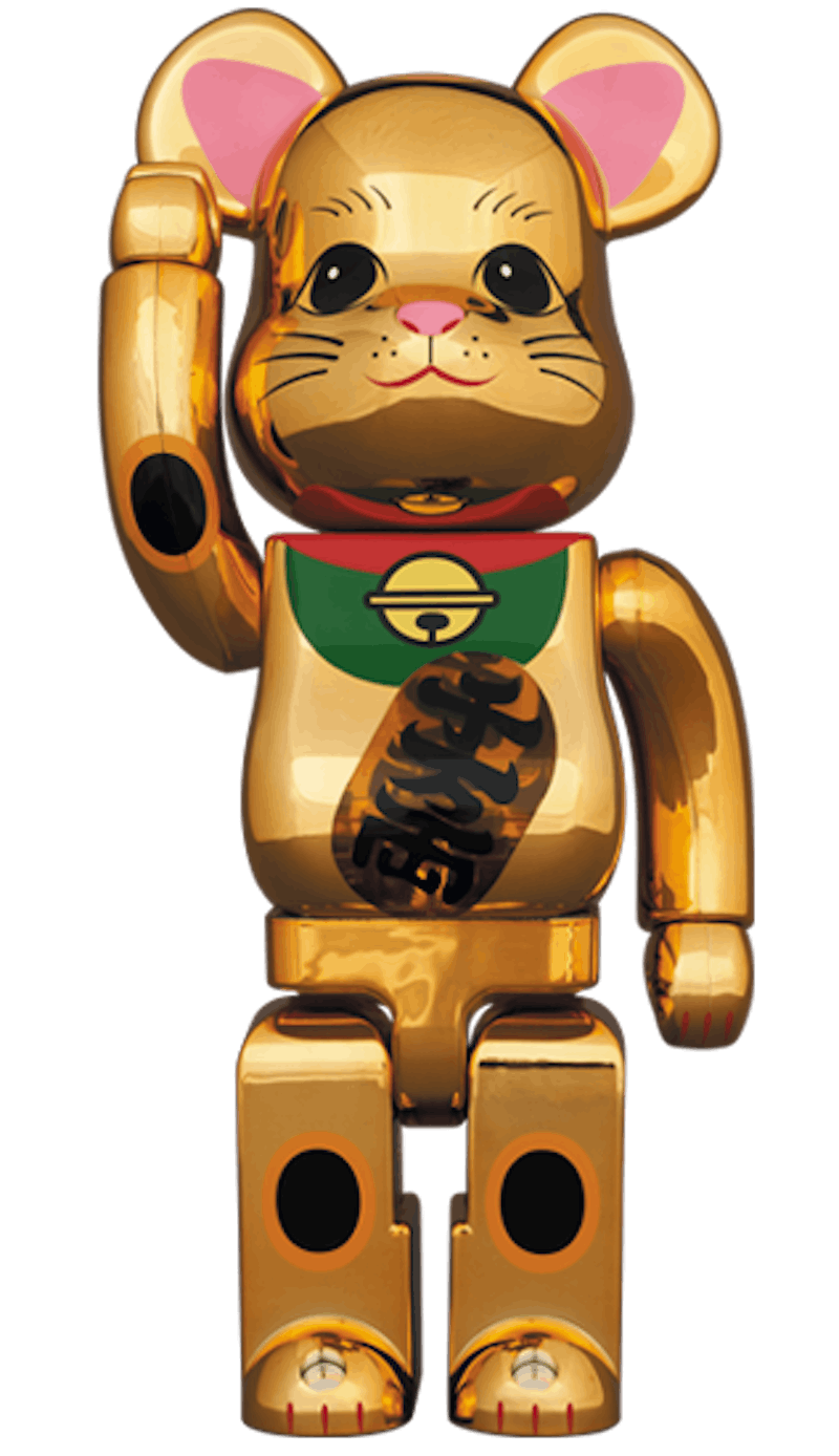Bearbrick beckoning cat gold-plated emission 400%