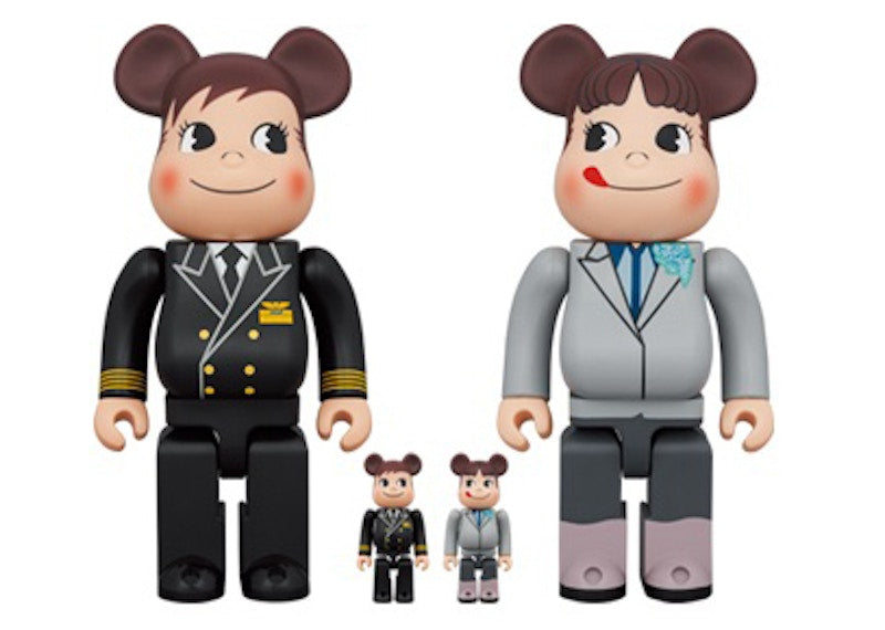 Bearbrick x ANA Original Poco-chan & Peko-chan Captain 100% & 400% Set of 4