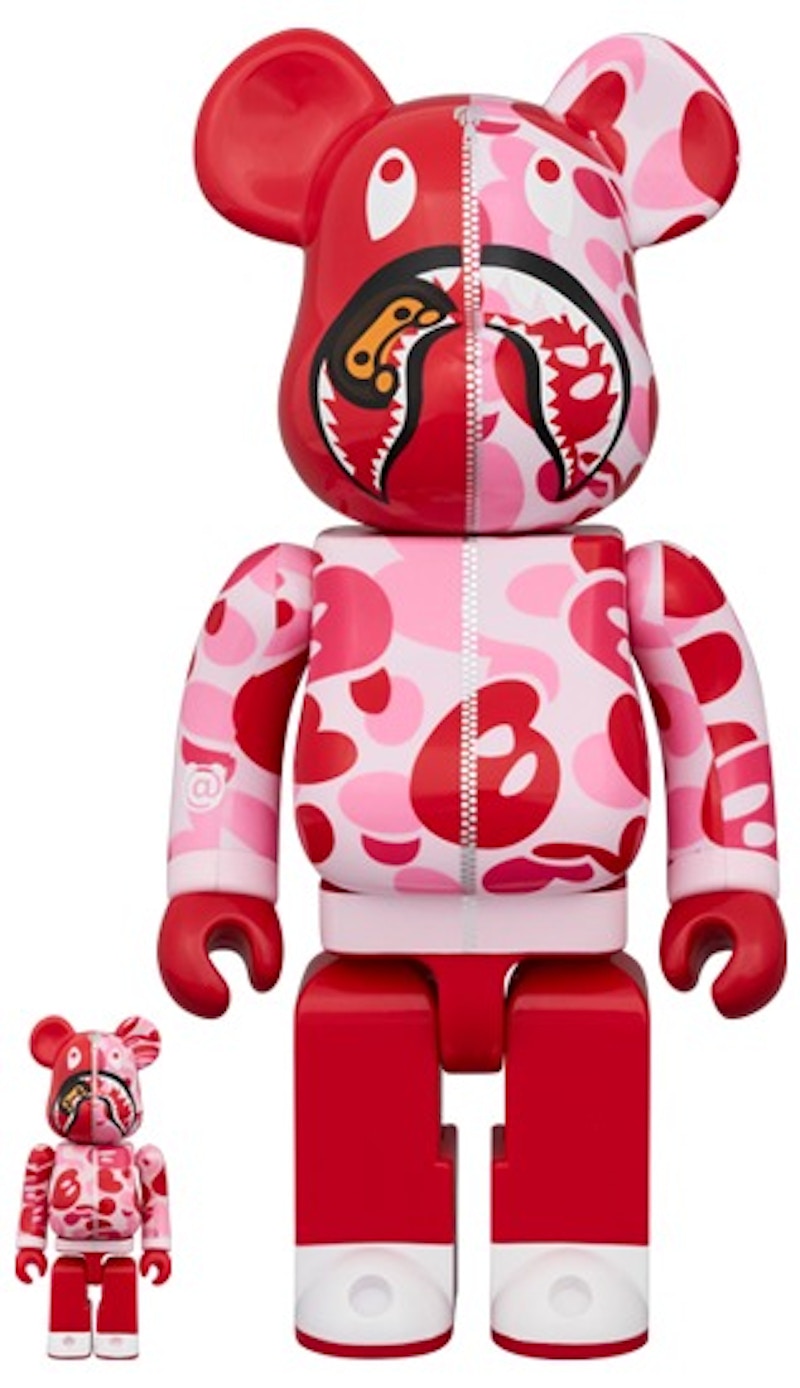 Bearbrick x BAPE Baby Milo(R) Camo Shark 100% & 400% Set Pink