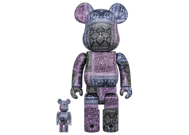 Bearbrick x BAPE Black Bandana 100% & 400% Set