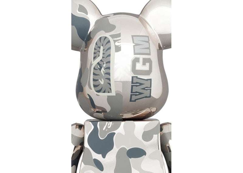 Bearbrick x BAPE Camo Shark 100% & 400% Set Silver