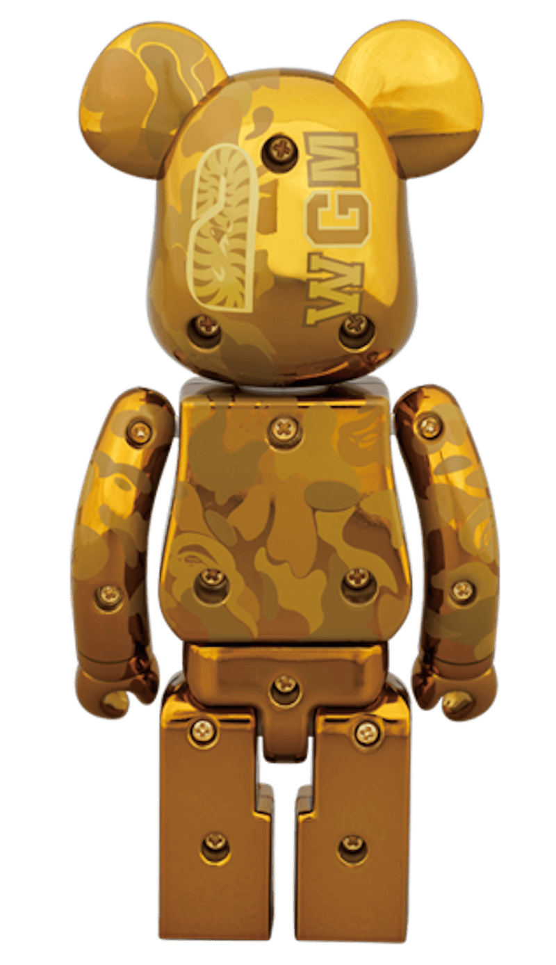 Bearbrick x BAPE Superalloy Camo Shark 200% Set Gold/Silver