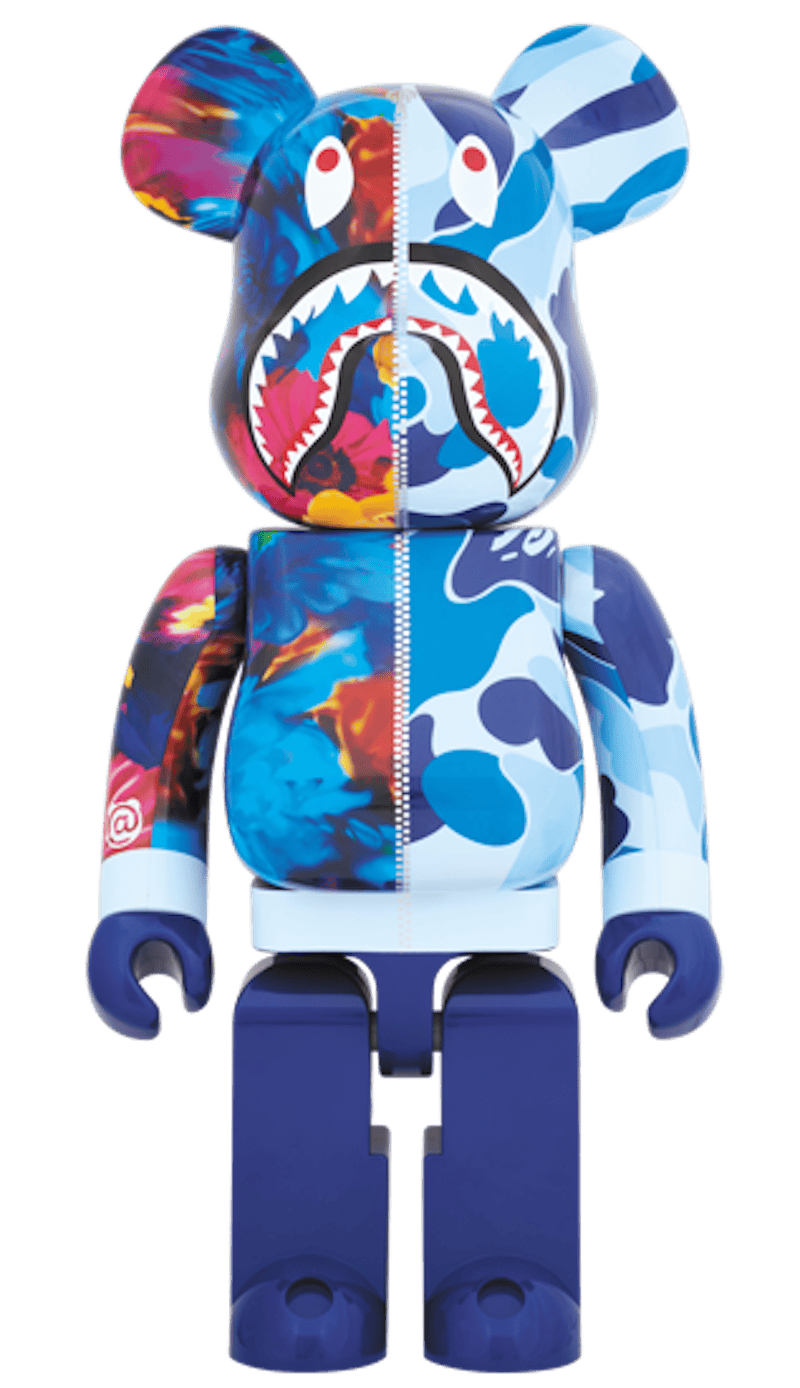 Bearbrick x Bape x Mika Ninagawa Shark 1000% Blue