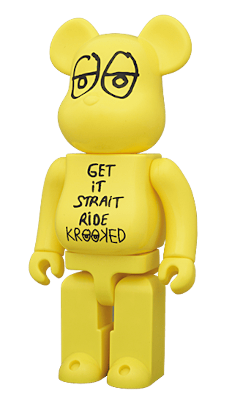Bearbrick x Mark Gonzalez Crooked Skateboards 400% Yellow