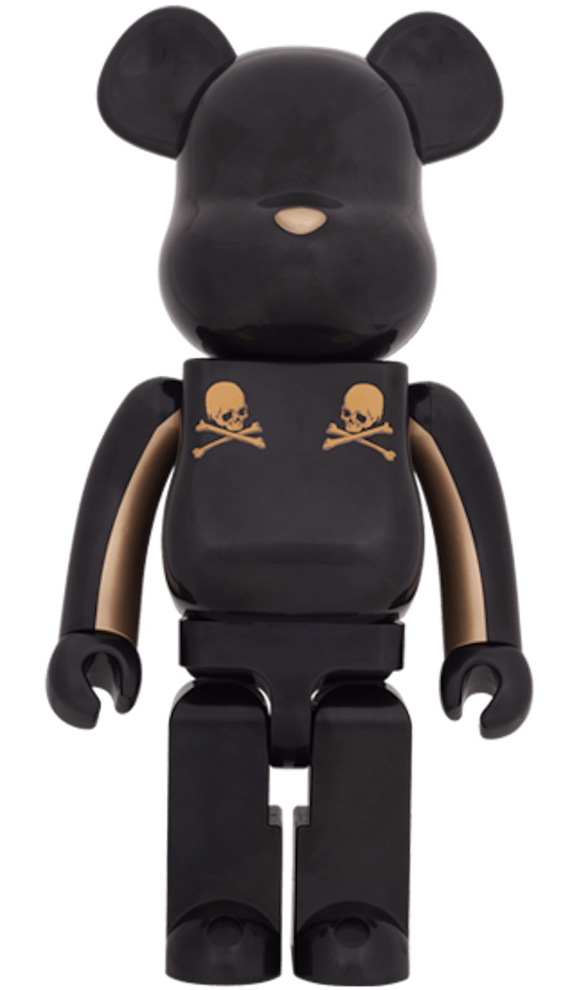 Bearbrick x Mastermind Japan Gold Stripe 1000% Black