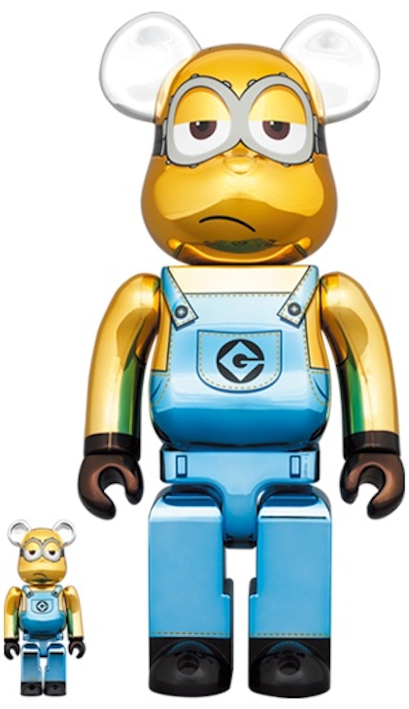 Bearbrick x Minions Kevin Chrome Ver. 100% & 400% Set