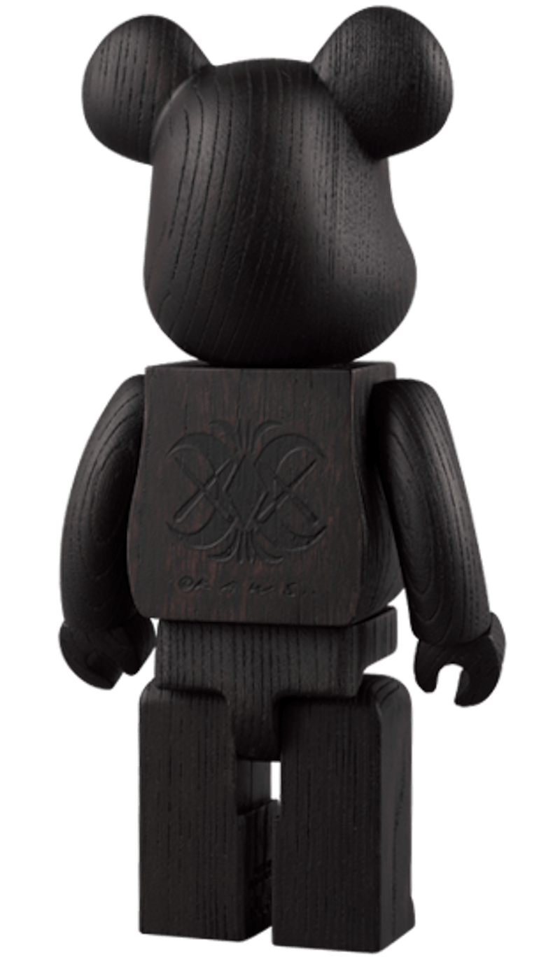 Bearbrick x KAWS Original Fake x Nexus 7 Karimoku 400% Black Wood