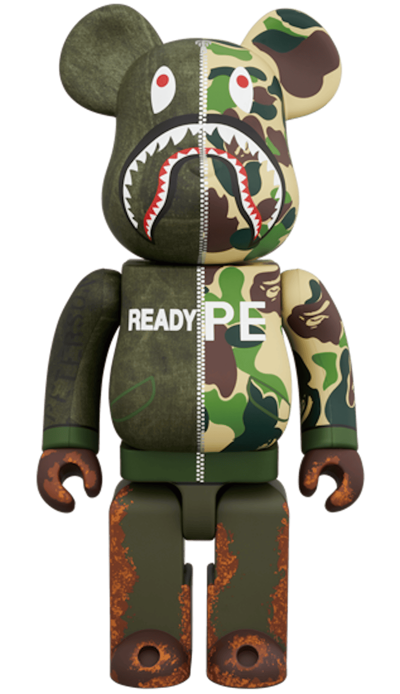 Bearbrick x Readymade x A Bathing Ape 100% & 400% Set Olive