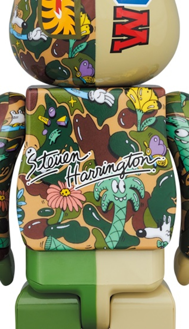 Bearbrick x Steven Harrington x BAPE Shark 100% & 400% Set Green Camo