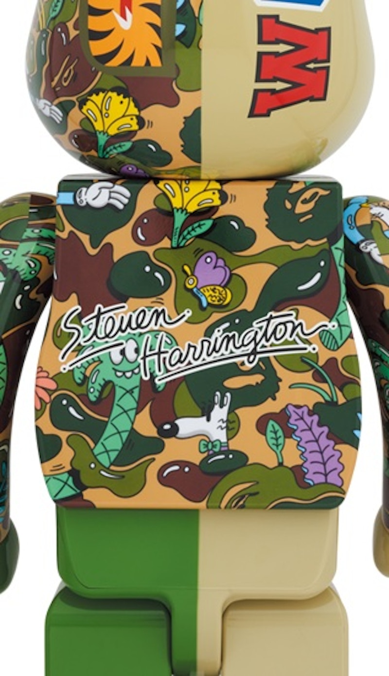 Bearbrick x Steven Harrington x BAPE Shark 1000% Green Camo