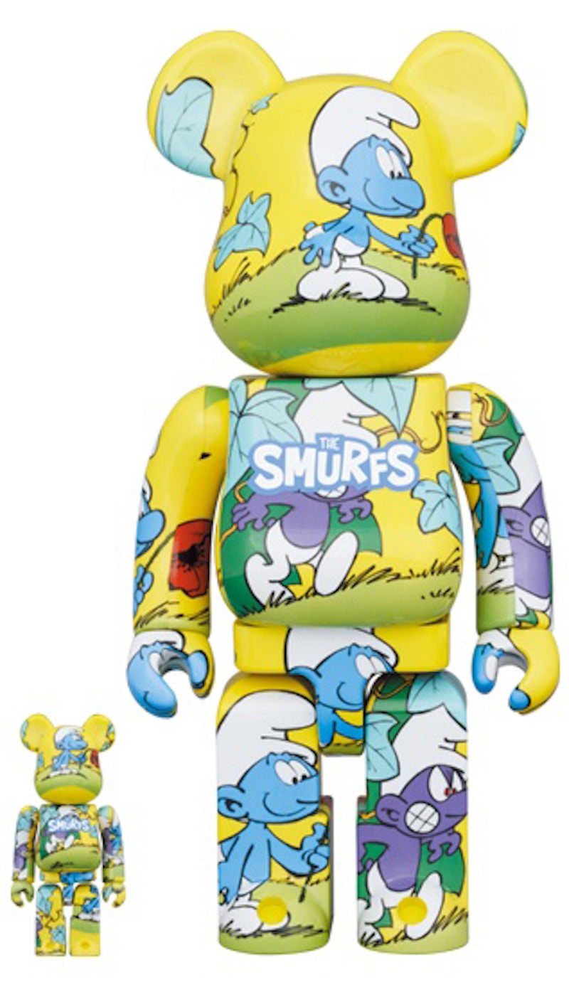 Bearbrick x The Smurfs (The Purple Smurfs) 100% & 400% Set Yellow