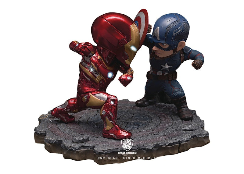 Beast Kingdom Captain America: Civil War Captain America vs. Iron Man MK46 Statue (Egg Attack) Figure