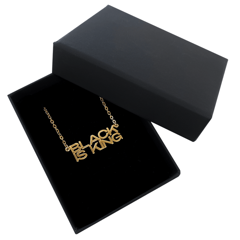 Beyonce Black Is King Nameplate Necklace by Melanie Marie Gold