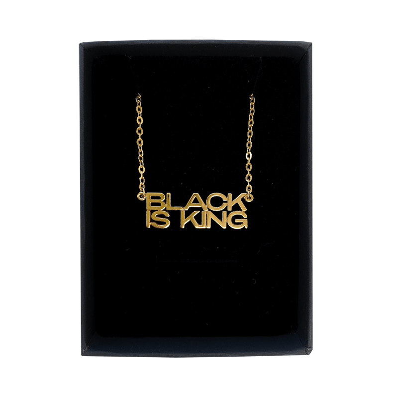 Beyonce Black Is King Nameplate Necklace by Melanie Marie Gold