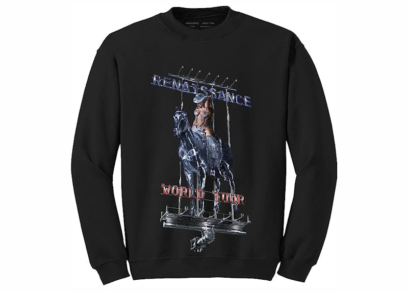 Beyonce Official Renaissance World Tour Merch Billboard Crewneck Sweatshirt Black
