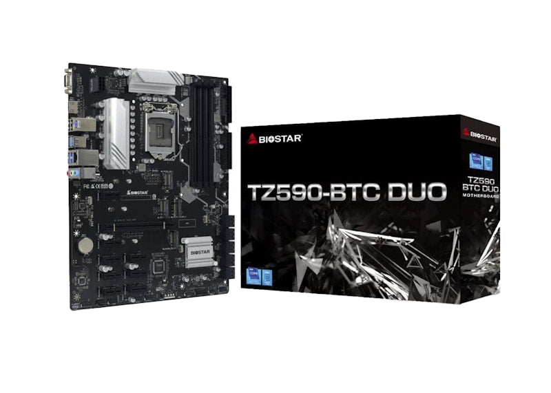 Biostar TZ590-BTX Duo Intel Z590 LGA 1200 9 GPU Motherboard CCTZ590BTCDUO