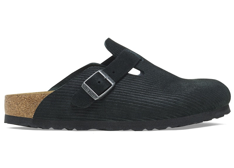 Birkenstock Boston Embossed Corduroy Suede Black