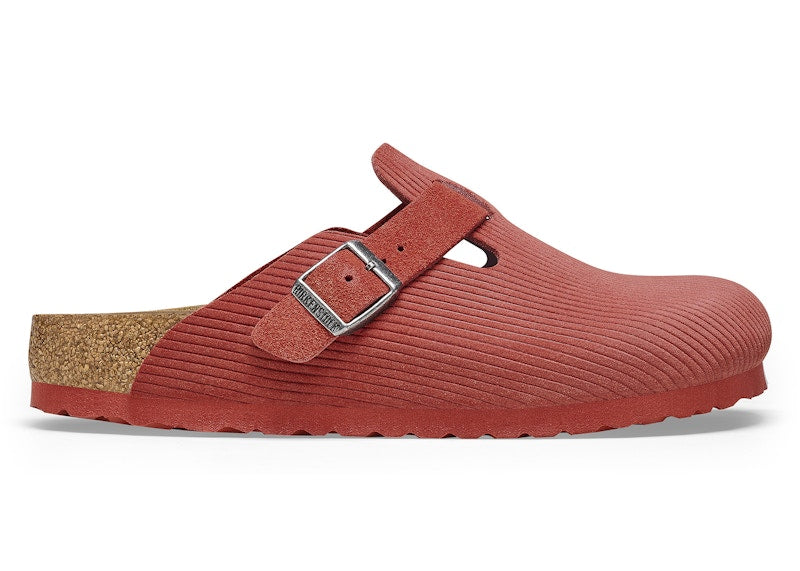 Birkenstock Boston Embossed Corduroy Suede Sienna Red