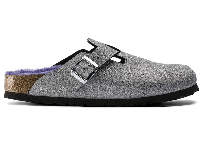 Birkenstock Boston Shearling Birko-Flor Glitter Dust Silver