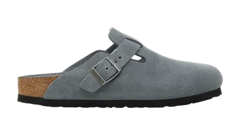 Birkenstock Boston Soft Footbed Suede Leather Basalt Gray Tonal