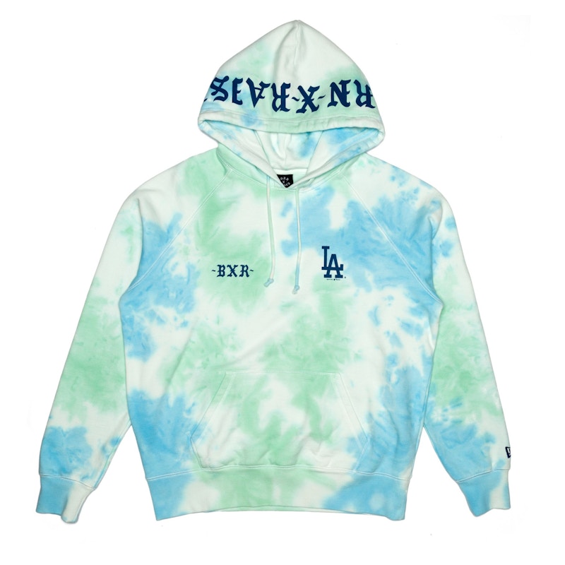 Born X Raised Los Angeles Dodgers Tie Dye Hoodie Aqua
