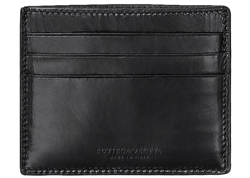 Bottega Veneta 3 Slot Card Case Padded Paper Calf Nero