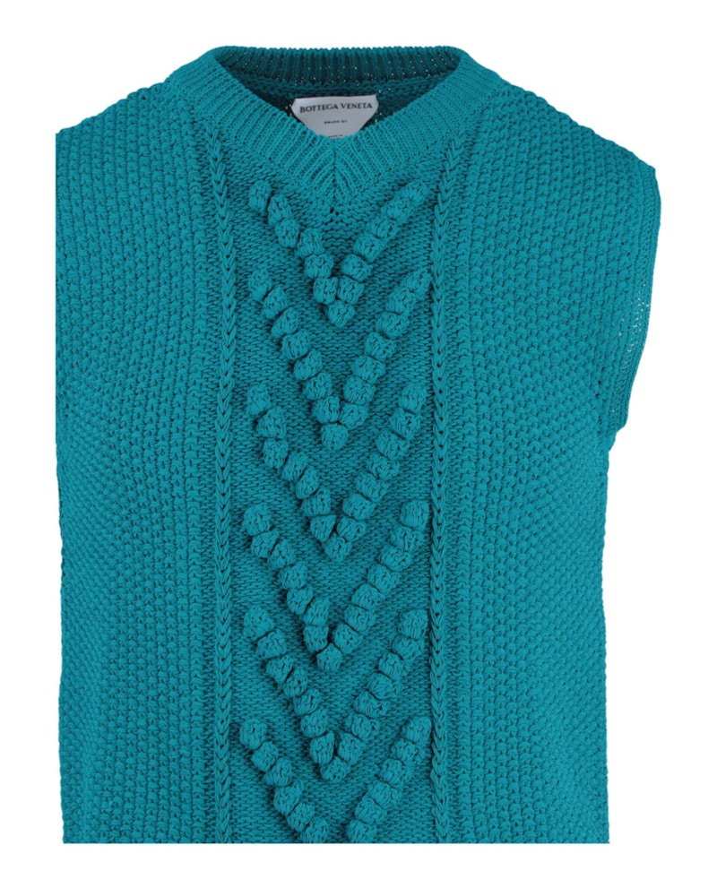Bottega Veneta Aran Knitted Vest Teal