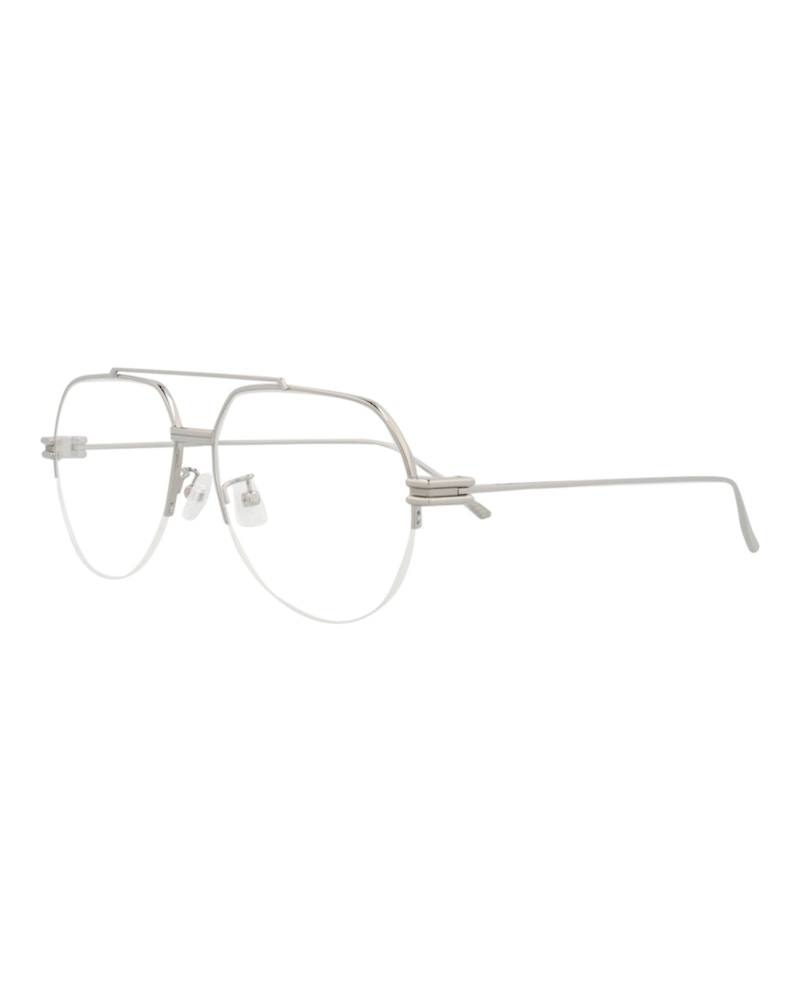 Bottega Veneta Aviator-Frame Metal Optical Frames Ruthenium Ruthenium Transparent (BV1050O-30008561-003)