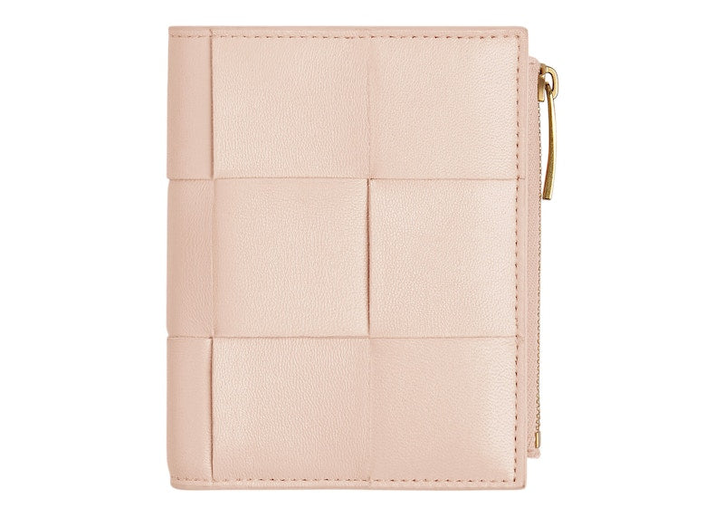 Bottega Veneta Bi-Fold Zip Wallet Intreccio Melon Washed