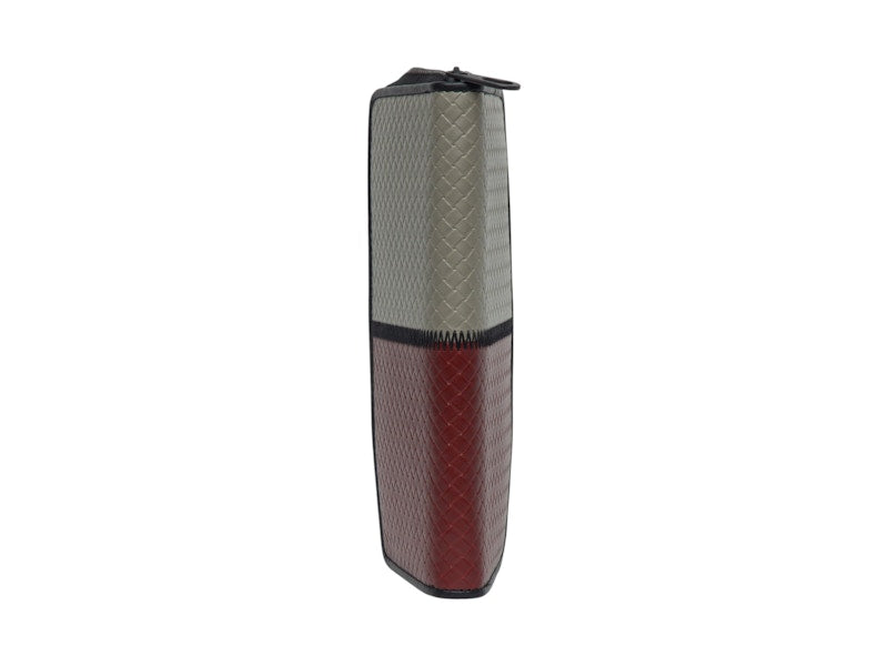 Bottega Veneta Bi-color Leather Long Wallet Red/Grey