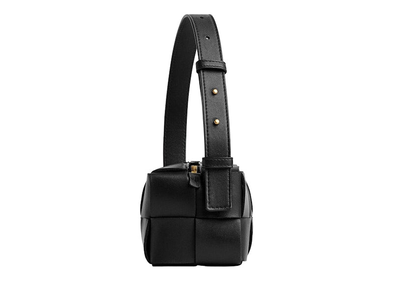 Bottega Veneta Brick Cassette Shoulder Bag Small Intreccio Black