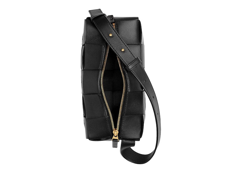 Bottega Veneta Brick Cassette Shoulder Bag Small Intreccio Black