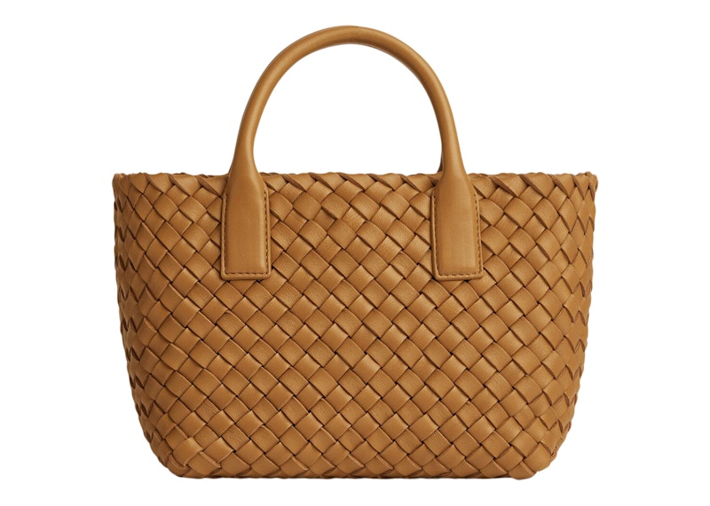 Bottega Veneta Cabat Intreccio Tote Bag Mini Caramel